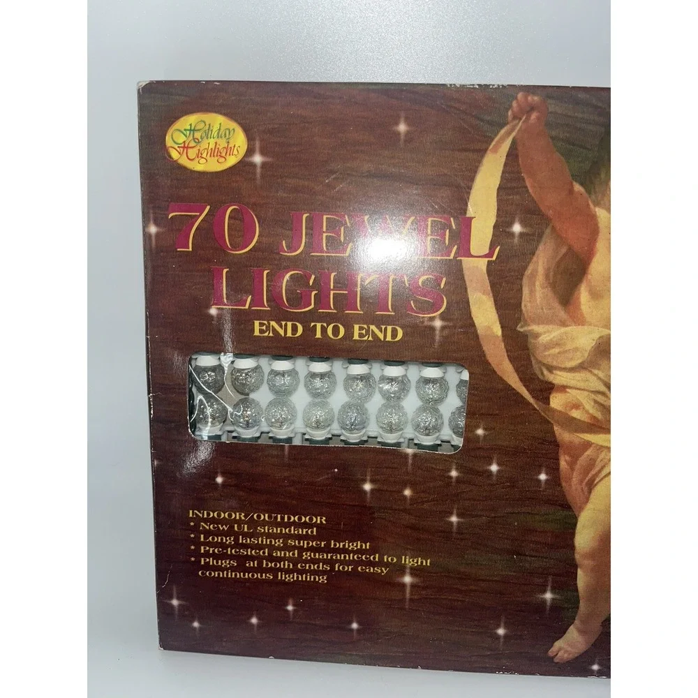 Holiday Highlights 70 Jewel Lights Indoor/Outdoor Christmas Clear NEW RARE